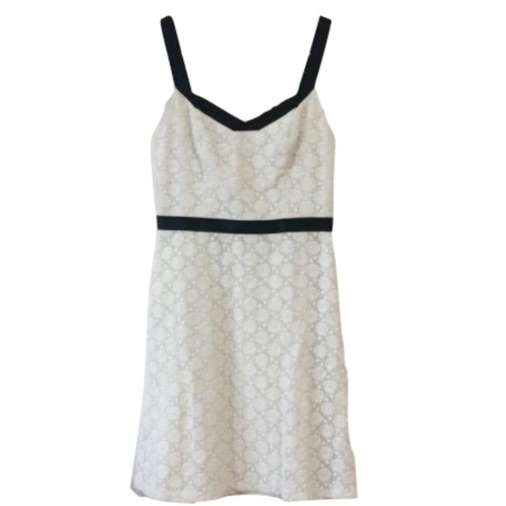 ANN TAYLOR LOFT Ivory Lace Dress w/ Black Trim 8P